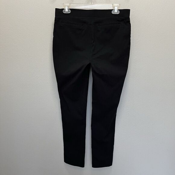 Rafaella | Black Pull On Ankle Pants Comfort 10P Straight Gold Zipper Pockets - Picture 4 of 6
